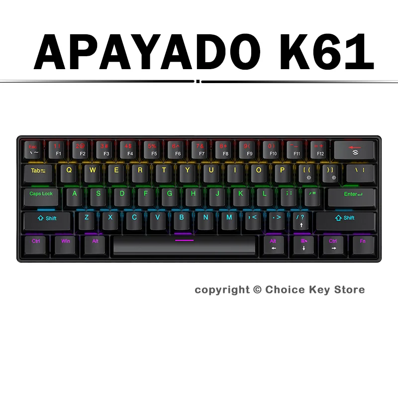 Keyboard Gaming Blue Switch - APAYADO K61 Mechanical Gaming Keyboard 60%