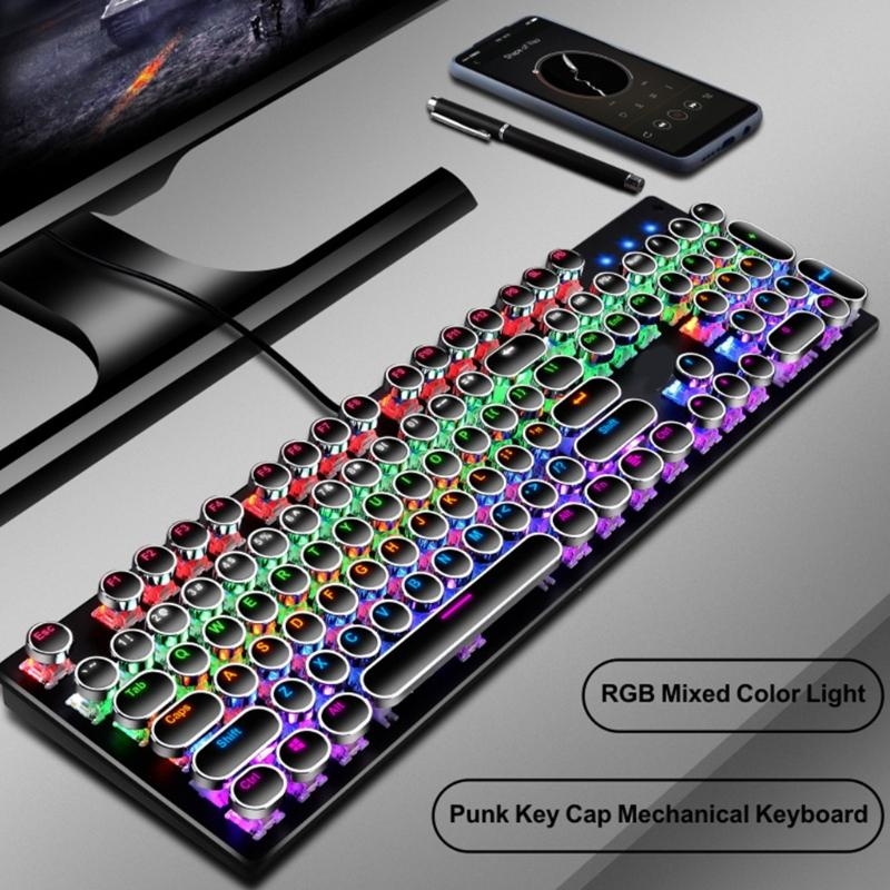 Keyboard Gaming Blue Switch - LX0B Mechanical Gaming Keyboard 104-Key Blue
