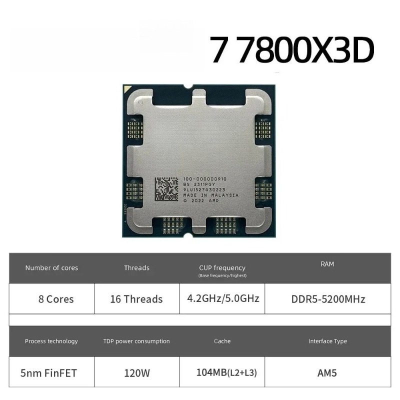 AMD Ryzen 7 7800X3D Desktop CP - Amd Cpu Ryzen 7 评论和价格