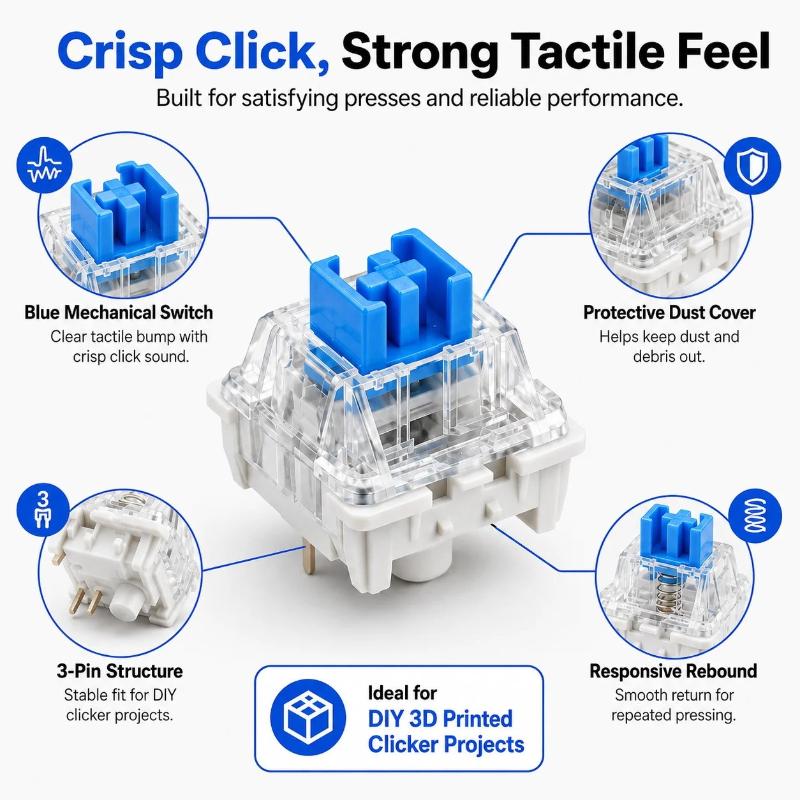 50PCS MX Style Blue Clicky Mec - Keyboard Gaming Blue Switch 评论和价格